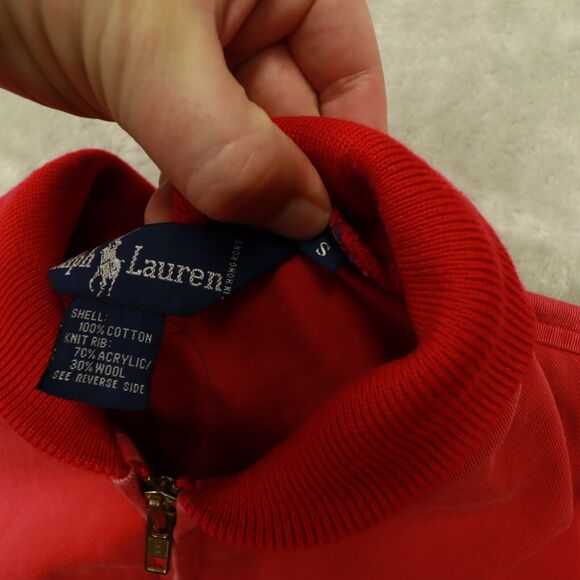 Ralph Lauren Vintage Men's Red Zip Up Denim Jacket size Small - Picture 6 of 9